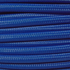 Braided fabric lighting cable in a dark blue colour. Round 3 core coloured flex