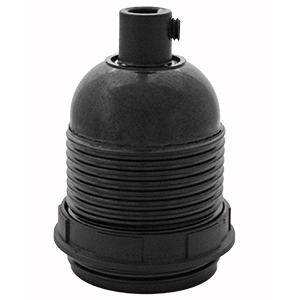 Black Italian E27 bakelite bulb holder with shade ring